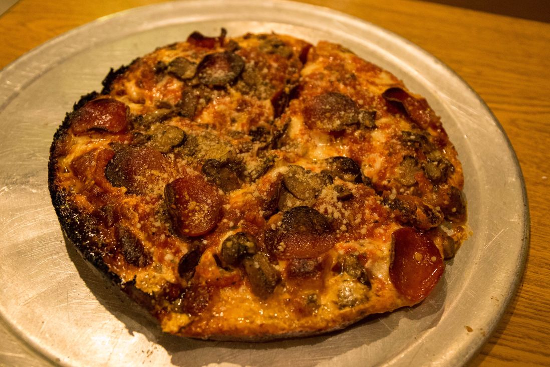 Pepperoni and Mushroom Personal Pan Pizza ($13)<br/>